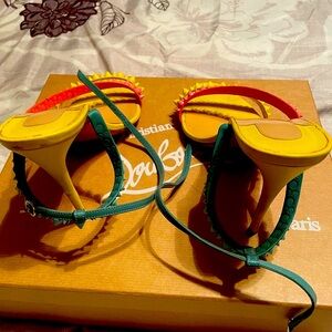 Christian Louboutin Yellow and Teal Heels